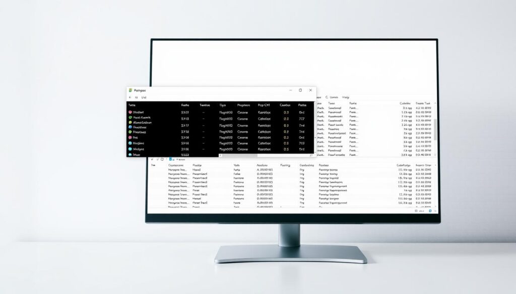 A neatly organized Windows Task Manager interface, showcasing the active processes and background tasks running on a sleek, modern desktop computer. The interface is displayed in a clean, minimalist style with a balanced layout and clear visual hierarchy. The details of each process are presented in a well-structured table, allowing for easy monitoring and management. The overall atmosphere conveys a sense of control and efficiency, suitable for optimizing computer performance.