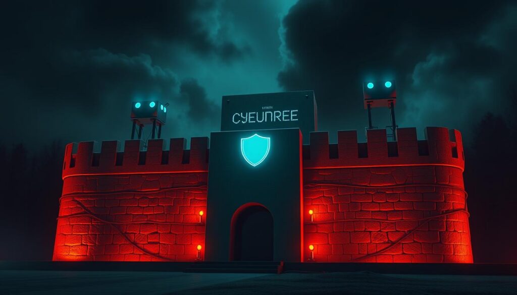A secure digital fortress stands tall, its fortified walls and advanced defenses protecting against a backdrop of ominous shadows. Sleek, modern technology blends seamlessly with timeless principles of cybersecurity, creating an impenetrable barrier against emerging threats. Intricate lines of code weave a tapestry of protection, while discreet surveillance systems monitor the digital landscape with unwavering vigilance. Warm, muted lighting casts a reassuring glow, conveying a sense of safety and reliability. This is the realm of software updates, where the battle against vulnerabilities is fought and won, keeping systems secure and users safe in the digital age.