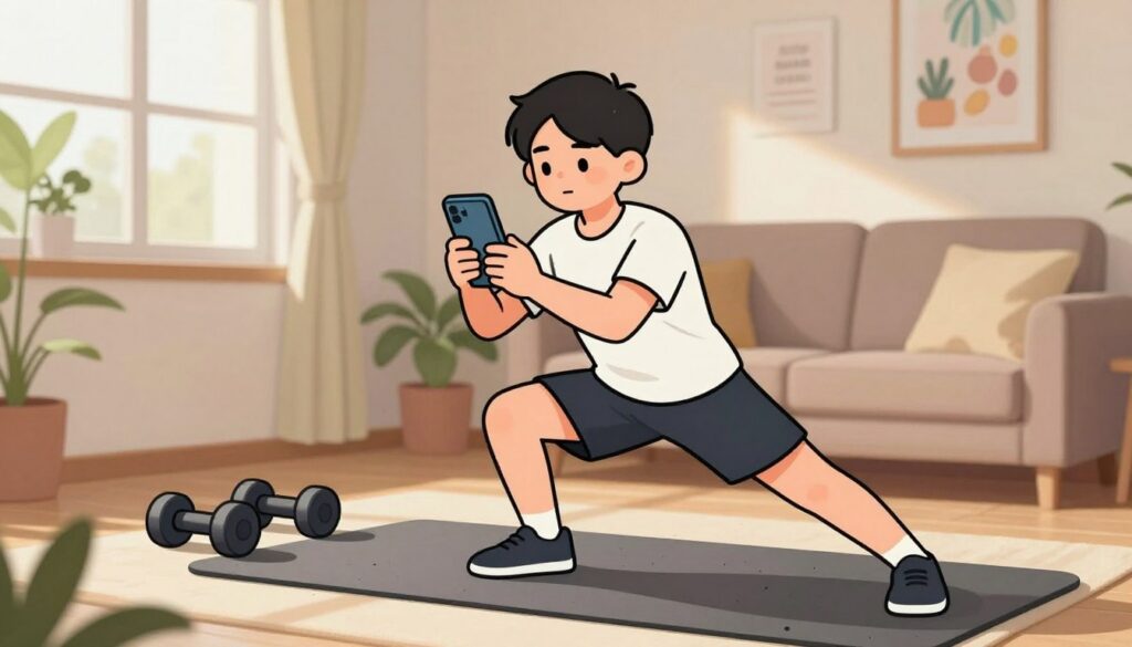 exercícios em casa com smartphone