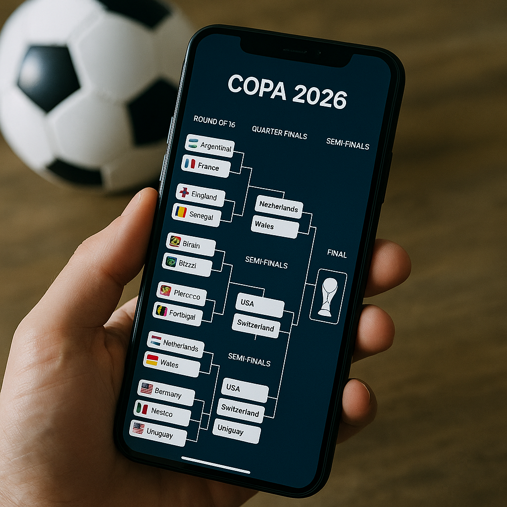 App de simulação da Copa 2026 com chaveamento completo