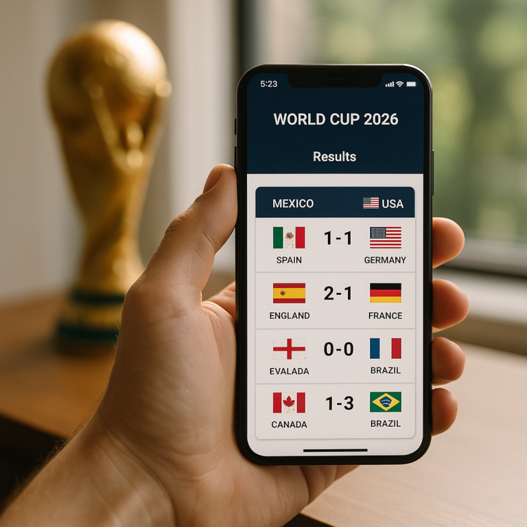 Teste resultados da Copa do Mundo 2026 com app